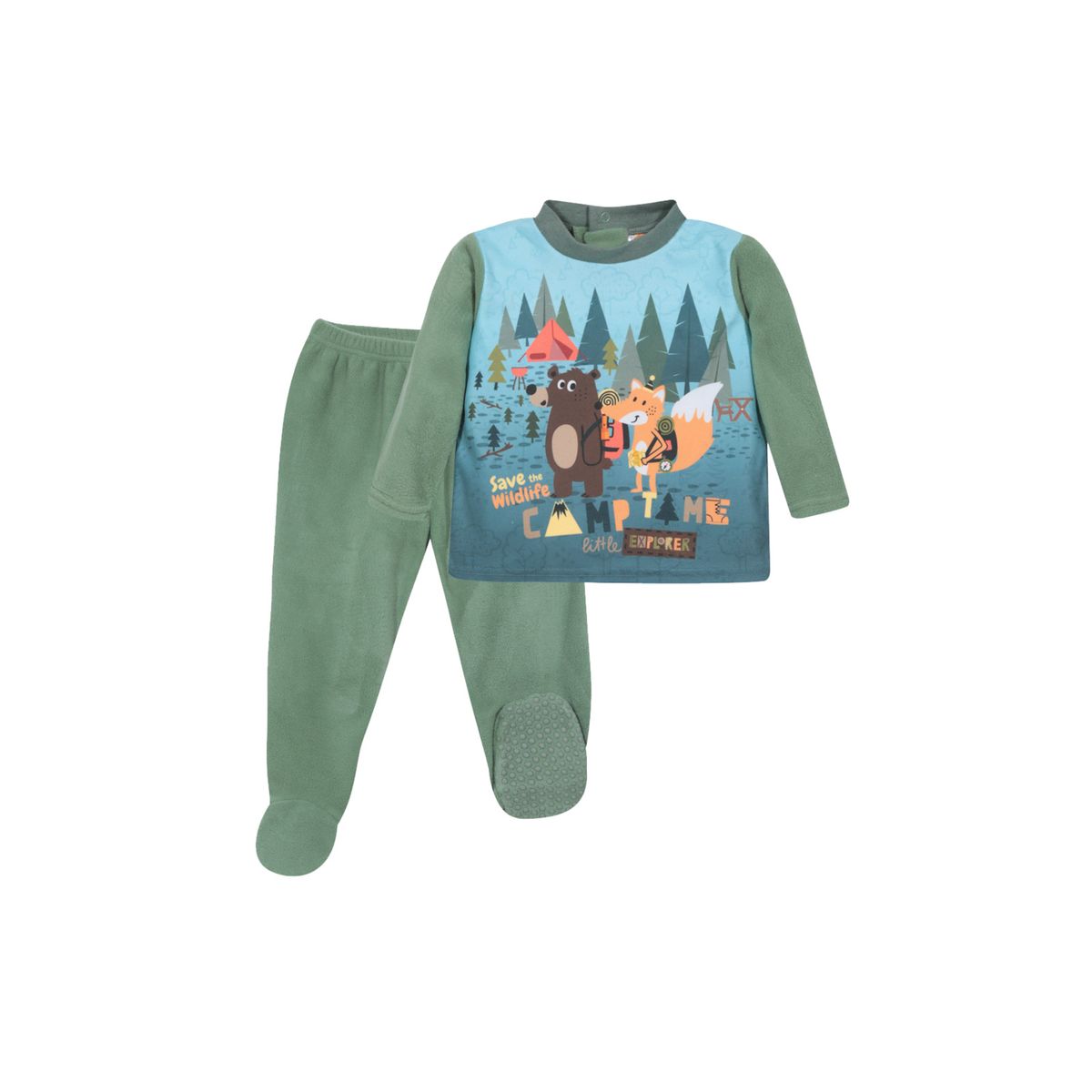H2O WEAR - Pijama Bebé Niño Polar Sustentable Wildlife Verde H2O H2O WEAR