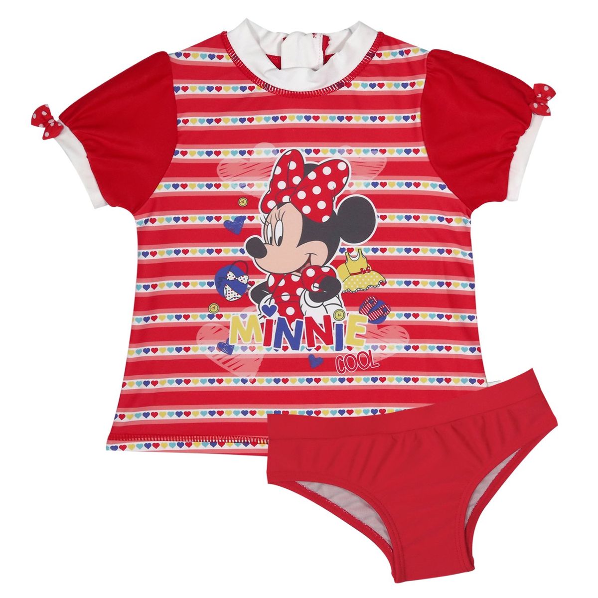 DISNEY - Traje de Baño Bebe Niña Set UV 50 Disney Minnie Rojo Amaranto - Rojo