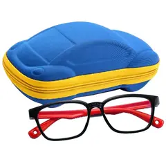 NEWO - Lentes Luz Azul Niños Negro con Rojo