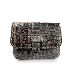 GINO RODINIS - Tarjetero Monedero Croco 783 Gris/Naranja