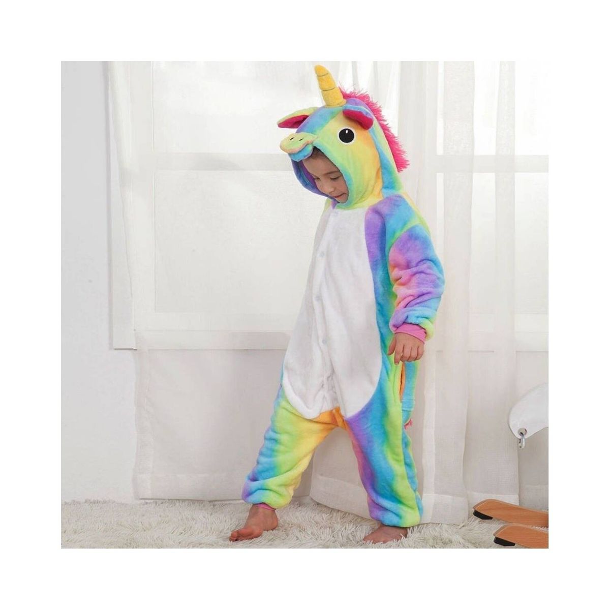 BJ HOGAR - Pijama entero invierno unicornio arcoíris 100cm