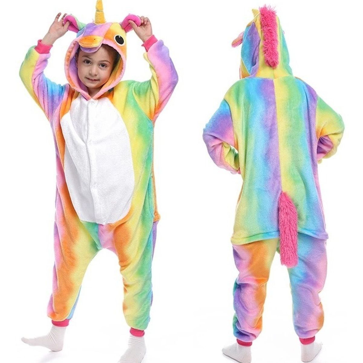 BJ HOGAR - Pijama entero invierno unicornio arcoíris 100cm