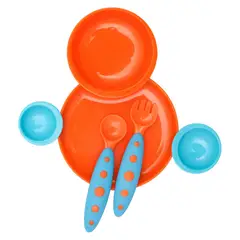 BOON - Groovy Set Plato con Cubiertos - Naranjo