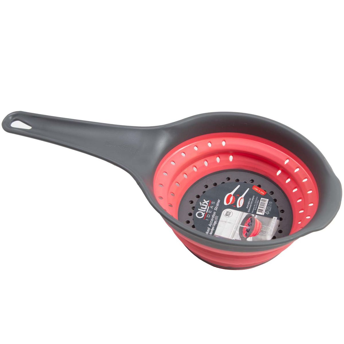 QLUX - COLADOR DE PLASTICO CON MANGO REDONDO ROSA