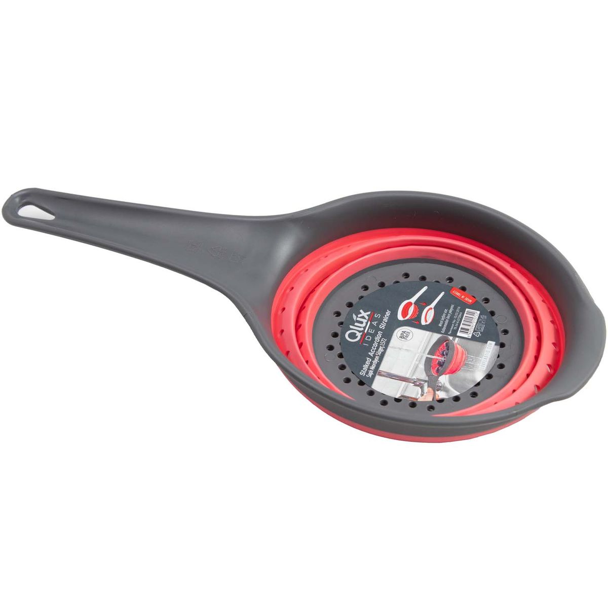 QLUX - COLADOR DE PLASTICO CON MANGO REDONDO ROSA