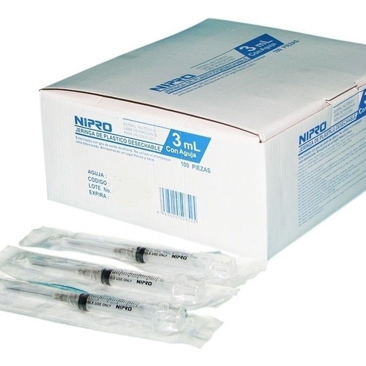 NIPRO - Jeringa Con Aguja 3ml Nipro 23g X1 Luer Lock 100 Un