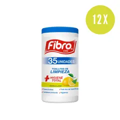 FIBRO - 12 UNIDADES DE TOALLITAS WIPES CANISTER LIMON 35 UN