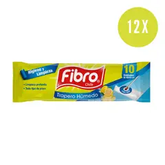 FIBRO - 12 UNIDADES TRAPERO HUMEDO DESECHABLE 10 UN