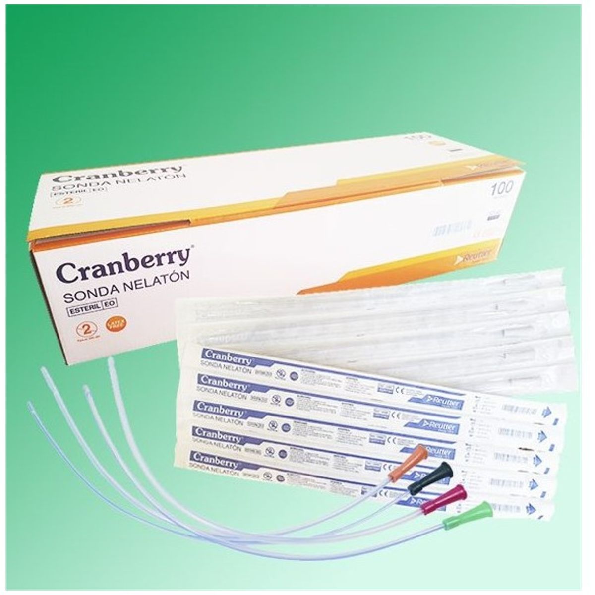 CRANBERRY - Sonda Nelaton N°14 40cm Cranberry Caja 100 Un