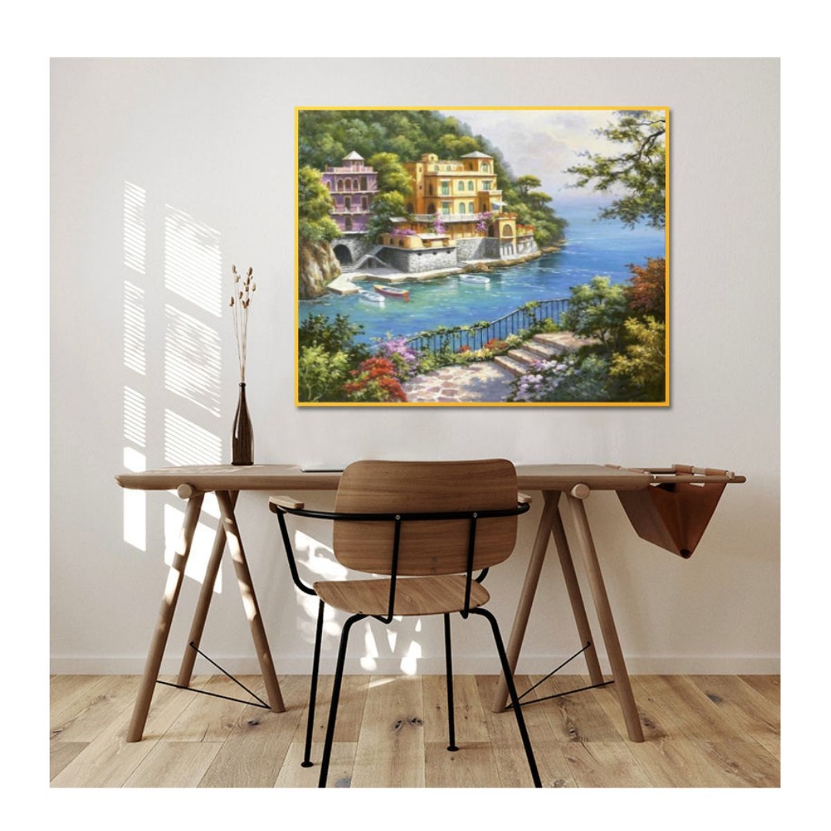 FUN AT HOME LO DIVERTIDO DE ESTAR EN CASA - Pintura Por Número Terraza con Vista al Mar 50x40