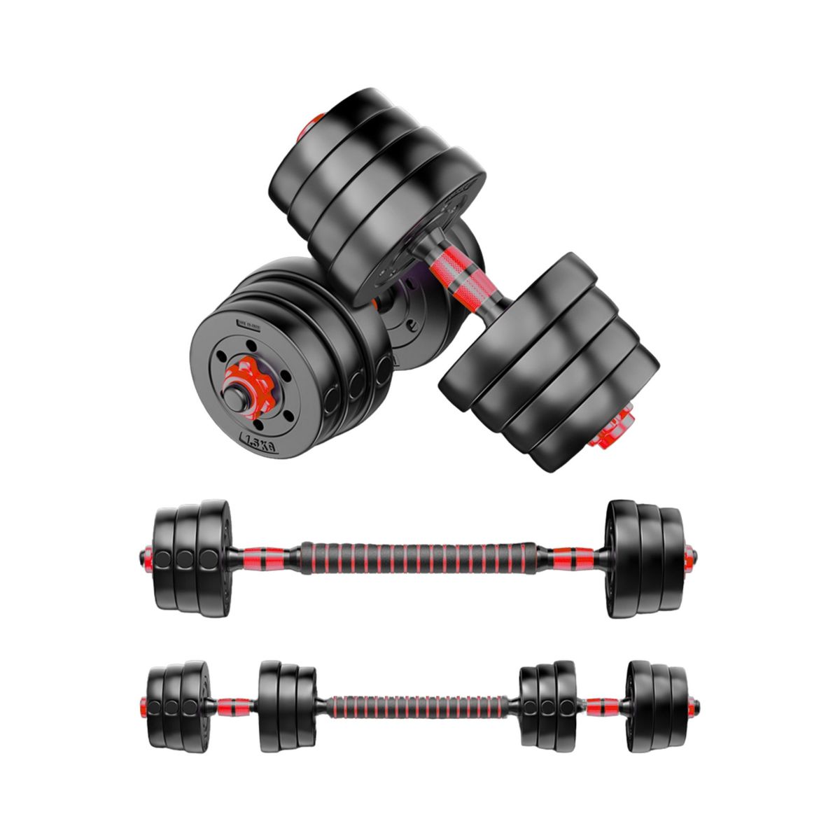 GENERICO - Set Mancuernas 40 Kg Ajustables y Barra Adicional extesión