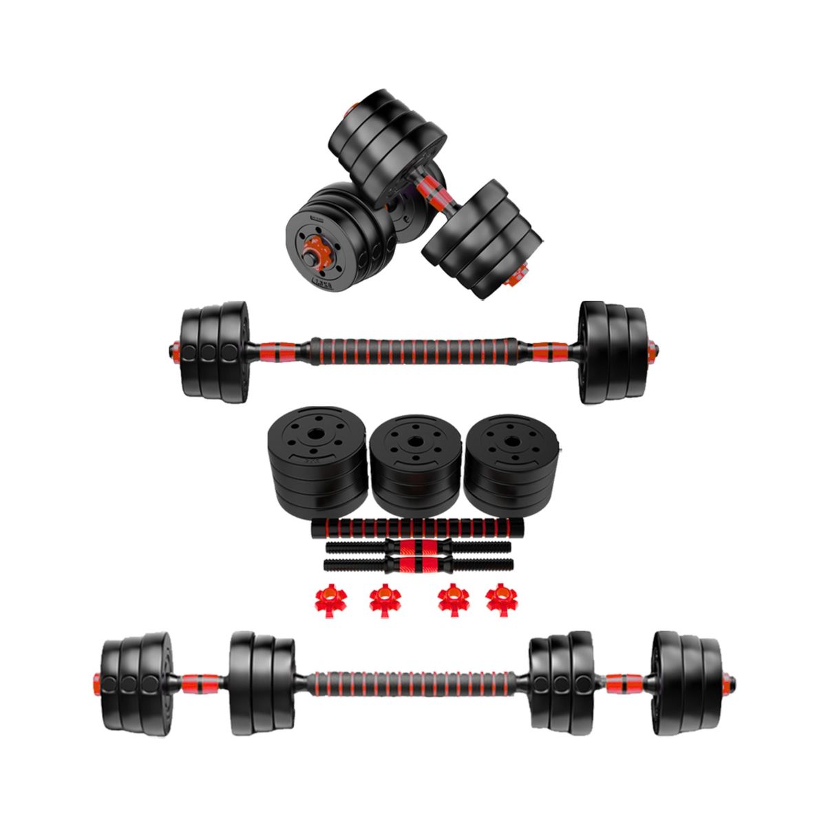 GENERICO - Set Mancuernas 40 Kg Ajustables y Barra Adicional extesión