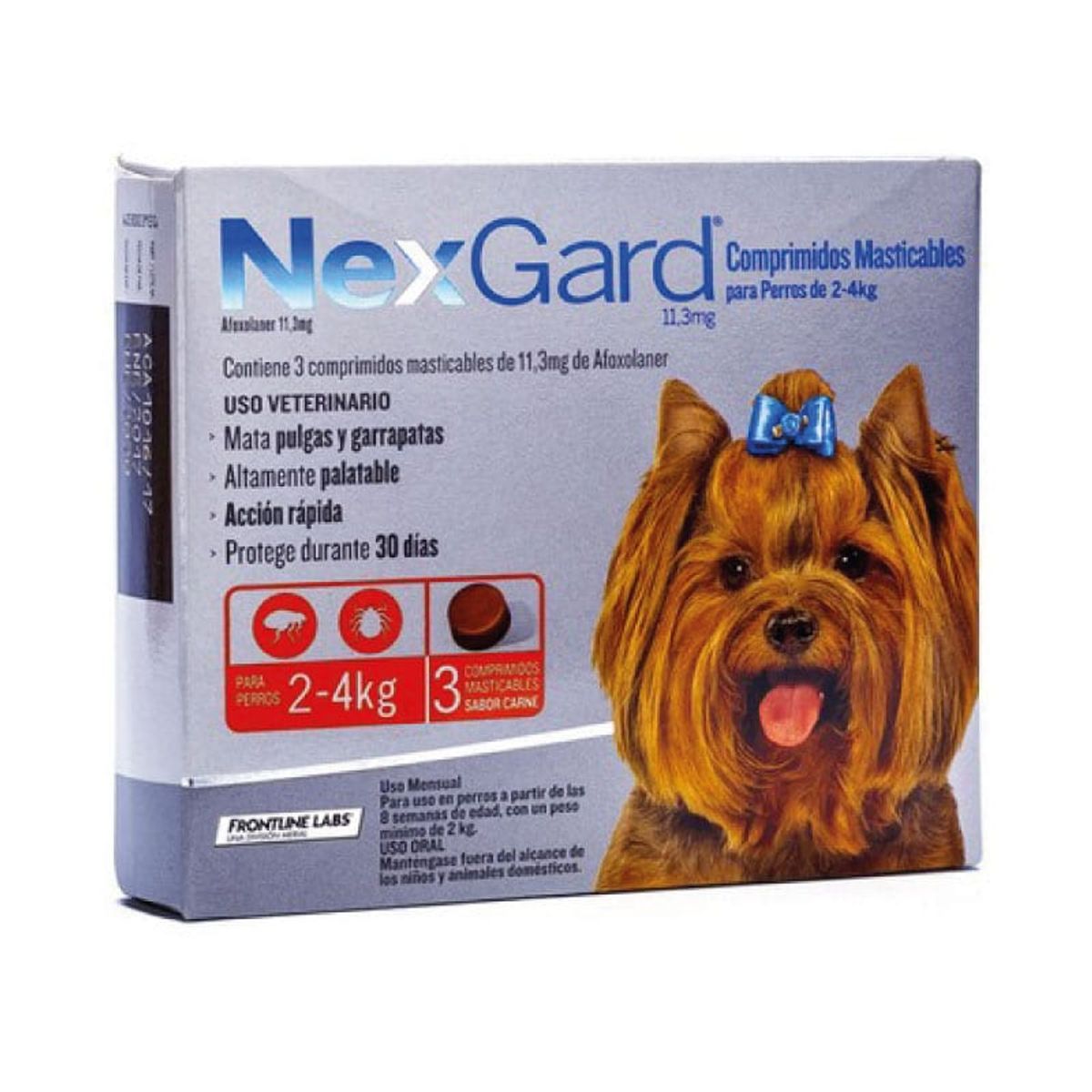 NEXGARD - Antiparasitario Nexgard 2 a 4 Kg Para Perro, 3 Comp.