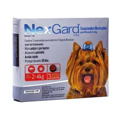 NEXGARD - Antipasitario Perro 2 a 4 Kg, 3 Comprimidos
