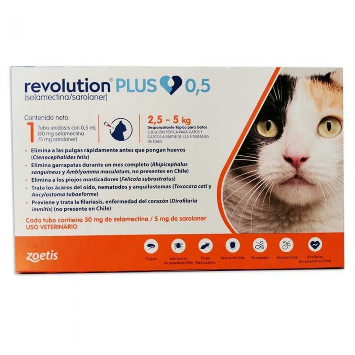 REVOLUTION - Antiparasitario Revolution Plus Pipeta Gato 2.5 a 5 Kg