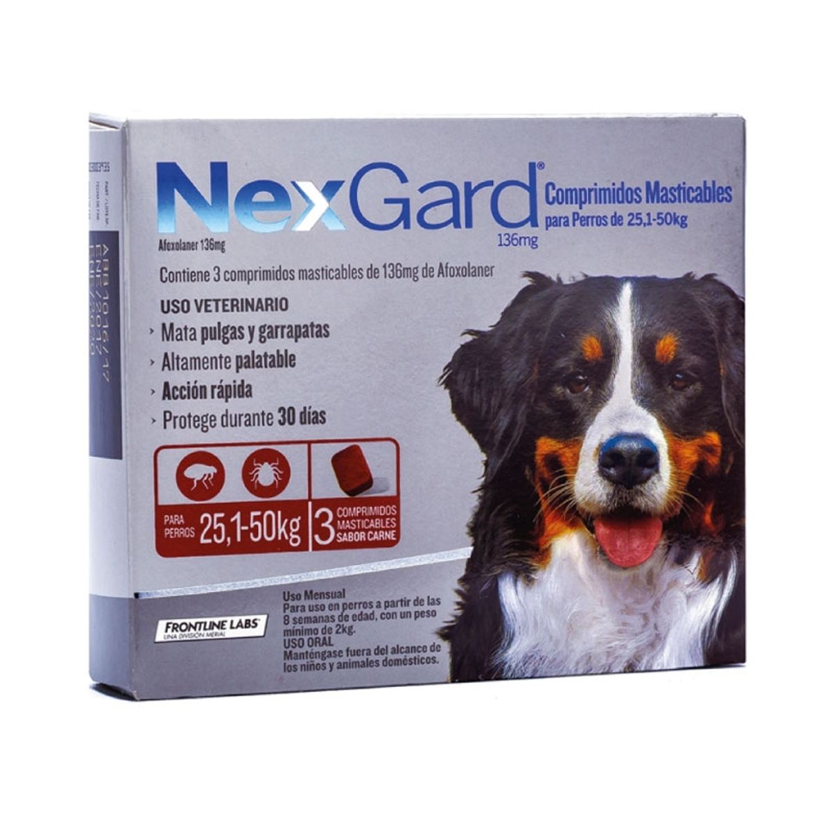 NEXGARD - Antiparasitario Nexgard 25 a 50 Kg Para Perro, 3 Comp.