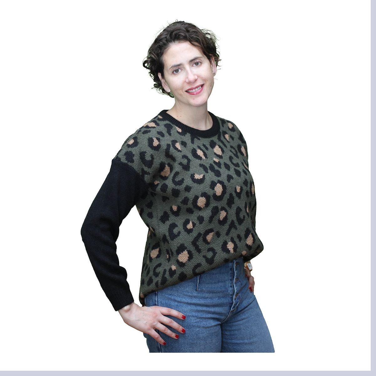 ONNORA - Sweater Tejido Cuello Redondo Diseño Animal Print