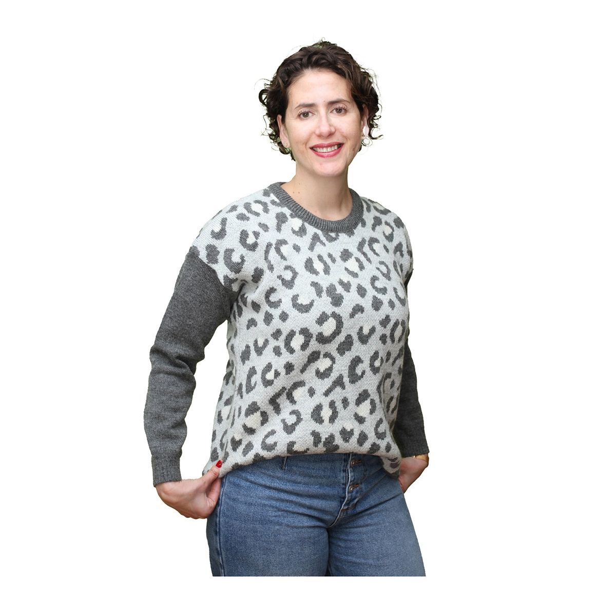 ONNORA - Sweater Tejido Cuello Redondo Diseño Animal Print