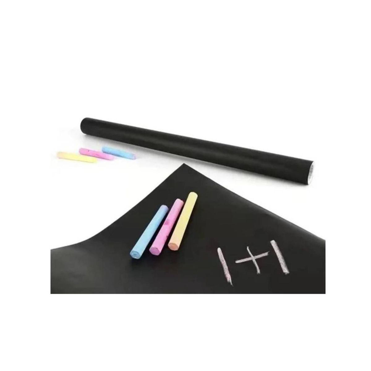 DBLUE - Pizarra Adhesiva Negra Para Tiza 200x60Cm Negra Con Tizas