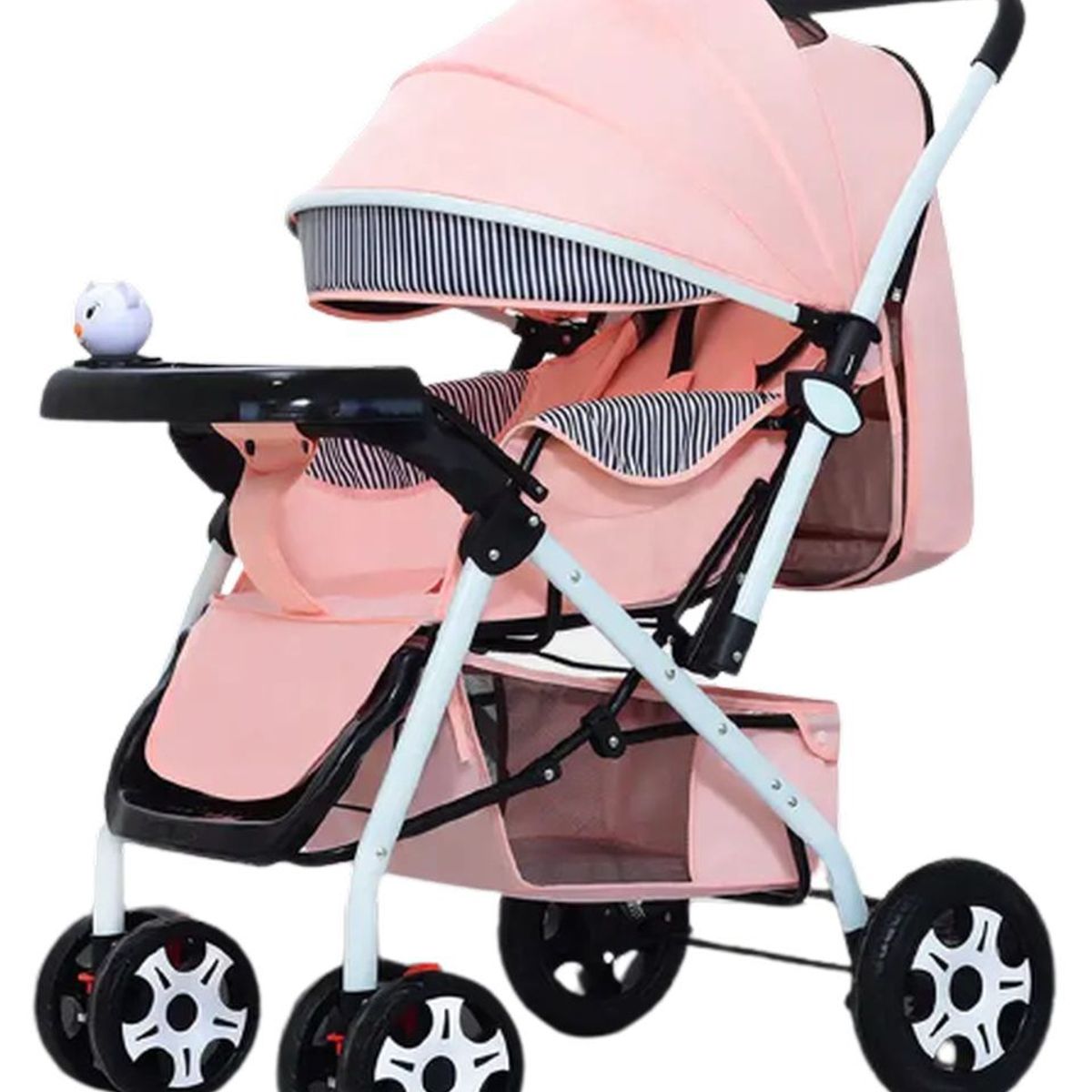 CRUSEC - Coche Rosado De Bebé Paseo Plegable Con Bandeja