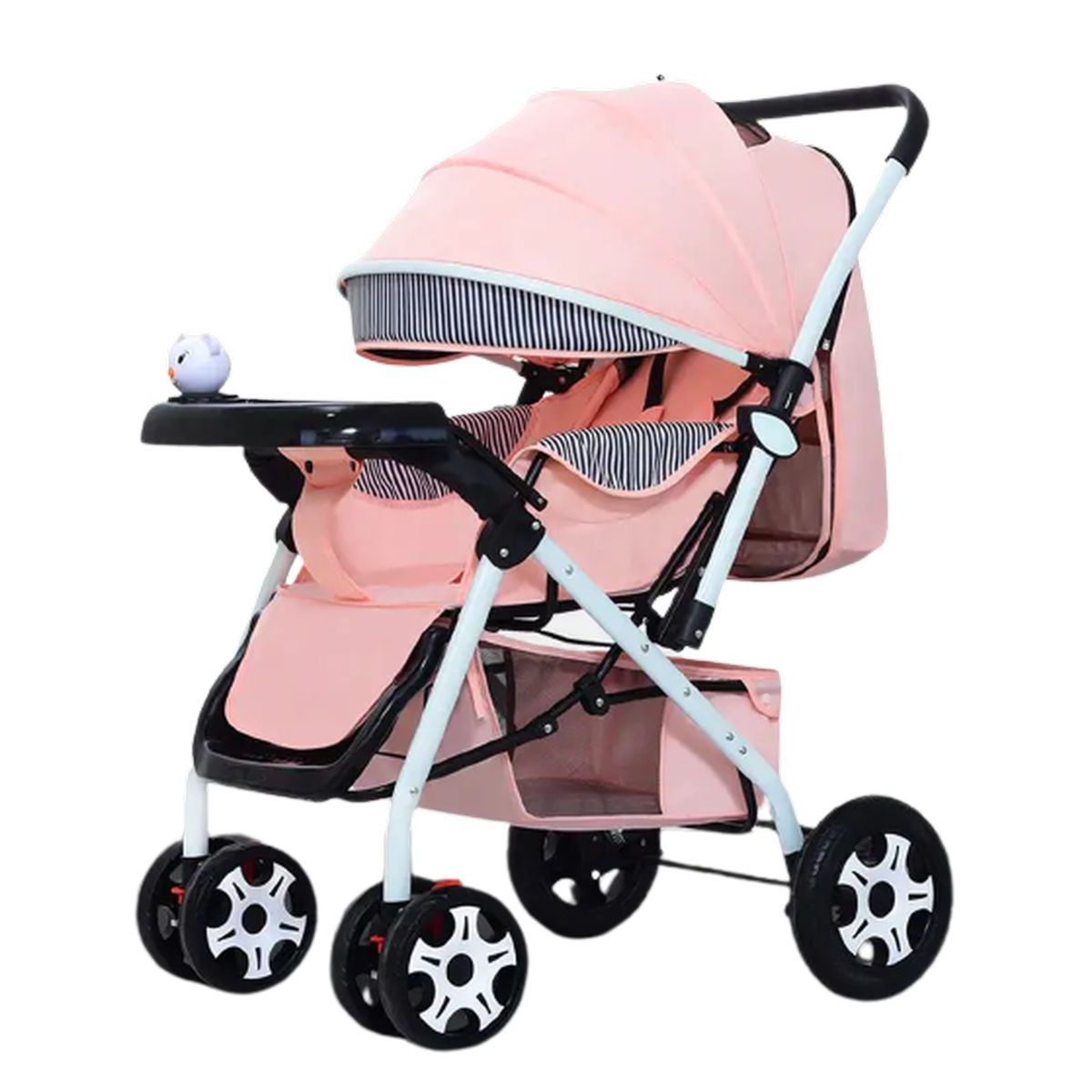 CRUSEC - Coche Rosado De Bebé Paseo Plegable Con Bandeja