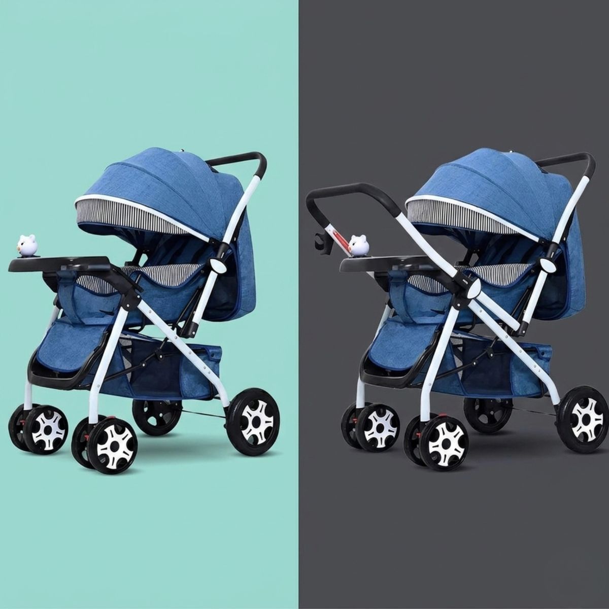 CRUSEC - Coche Azul De Bebé Paseo Plegable Con Bandeja