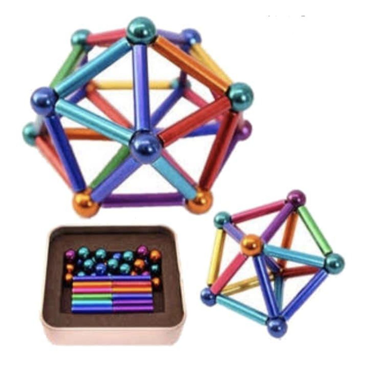 FUN AT HOME LO DIVERTIDO DE ESTAR EN CASA - Barras magnéticas y bolas de acero Multicolor