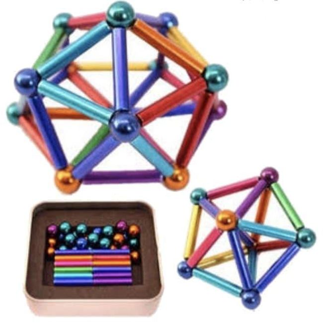 FUN AT HOME LO DIVERTIDO DE ESTAR EN CASA - Barras magnéticas y bolas de acero Multicolor