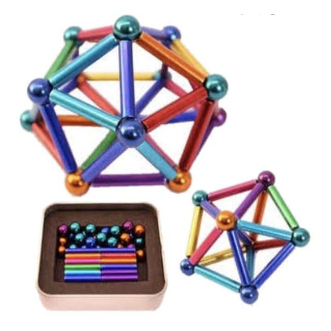 FUN AT HOME LO DIVERTIDO DE ESTAR EN CASA - Barras magnéticas y bolas de acero Multicolor