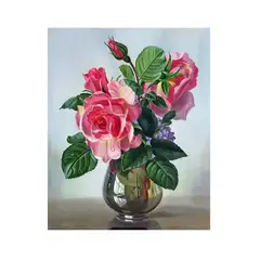 GENERICO - PINTURA CON NÚMEROS JARRO CON ROSAS
