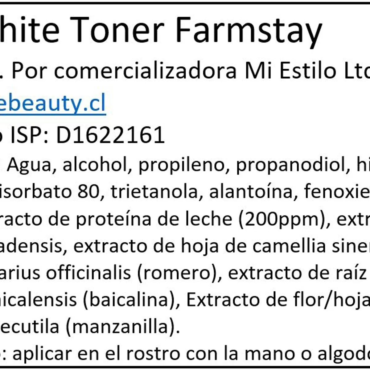 FARMSTAY - Tónico Aclarante Milk Visible Difference Moisture Toner -350 ml,