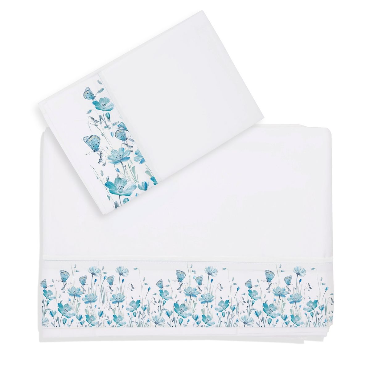 MARGARITA SCHEEL BY CASA ALVARINHO - Juego de Sábanas Florcitas Turquesa 1 Plaza
