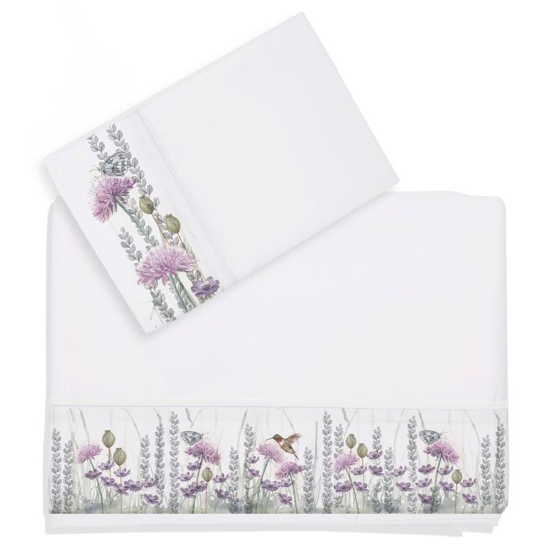 MARGARITA SCHEEL BY CASA ALVARINHO - Juego de Sábanas Jardín Silvestre Lila 1 Plaza