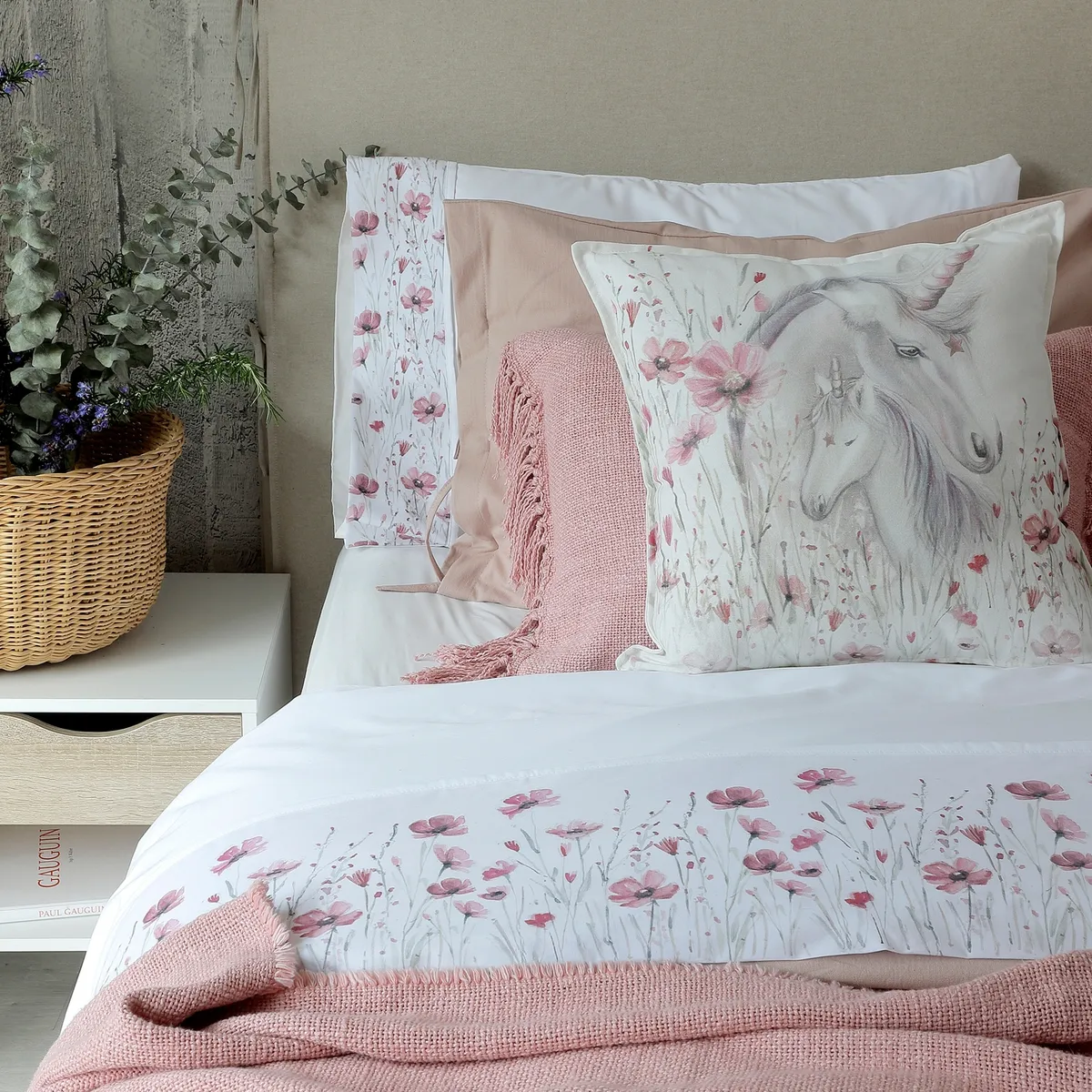 MARGARITA SCHEEL BY CASA ALVARINHO - Juego de Sábanas Florcitas Rosa 1,5 Plazas