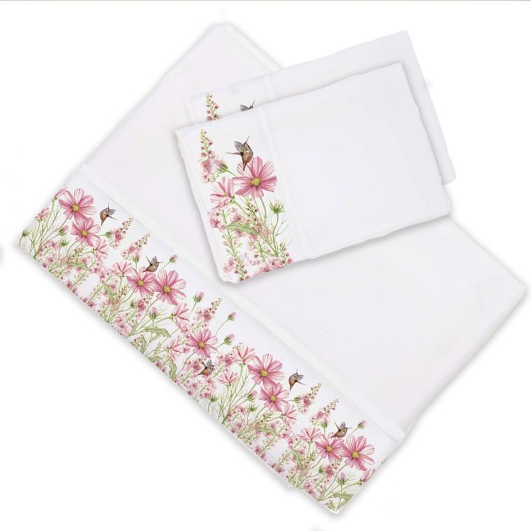 Juego de Sabanas Jardin Primaveral Rosa King