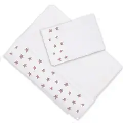 MARGARITA SCHEEL BY CASA ALVARINHO - Juego de Sábanas Estrellas Rosa 1,5 Plazas