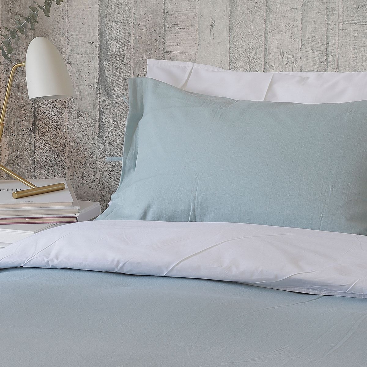 CASA ALVARINHO - Cubreplumón Algodón King Celeste Grisáceo Stonewash