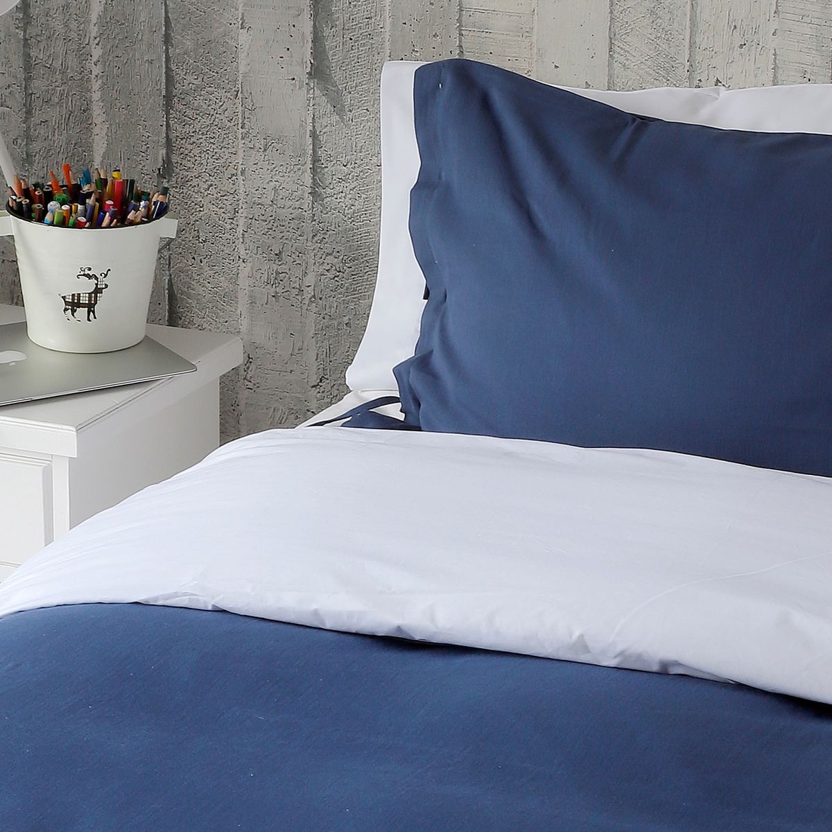 CASA ALVARINHO - Cubreplumón Algodón 1 Plaza Azul Stonewash