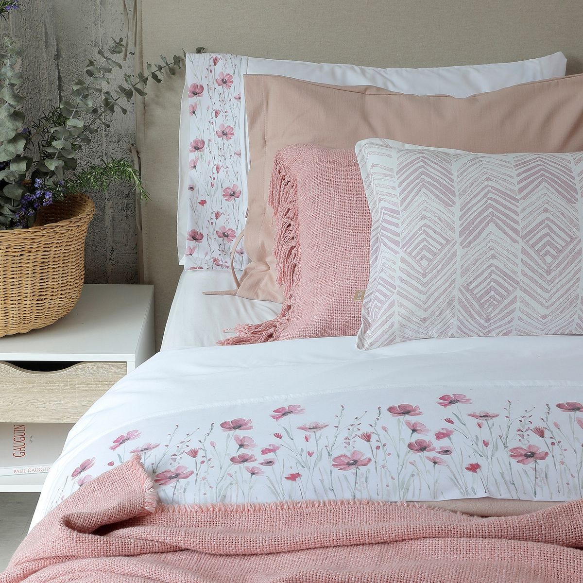 CASA ALVARINHO - Cubreplumón Algodón 2 Plazas Palo de Rosa Stonewash