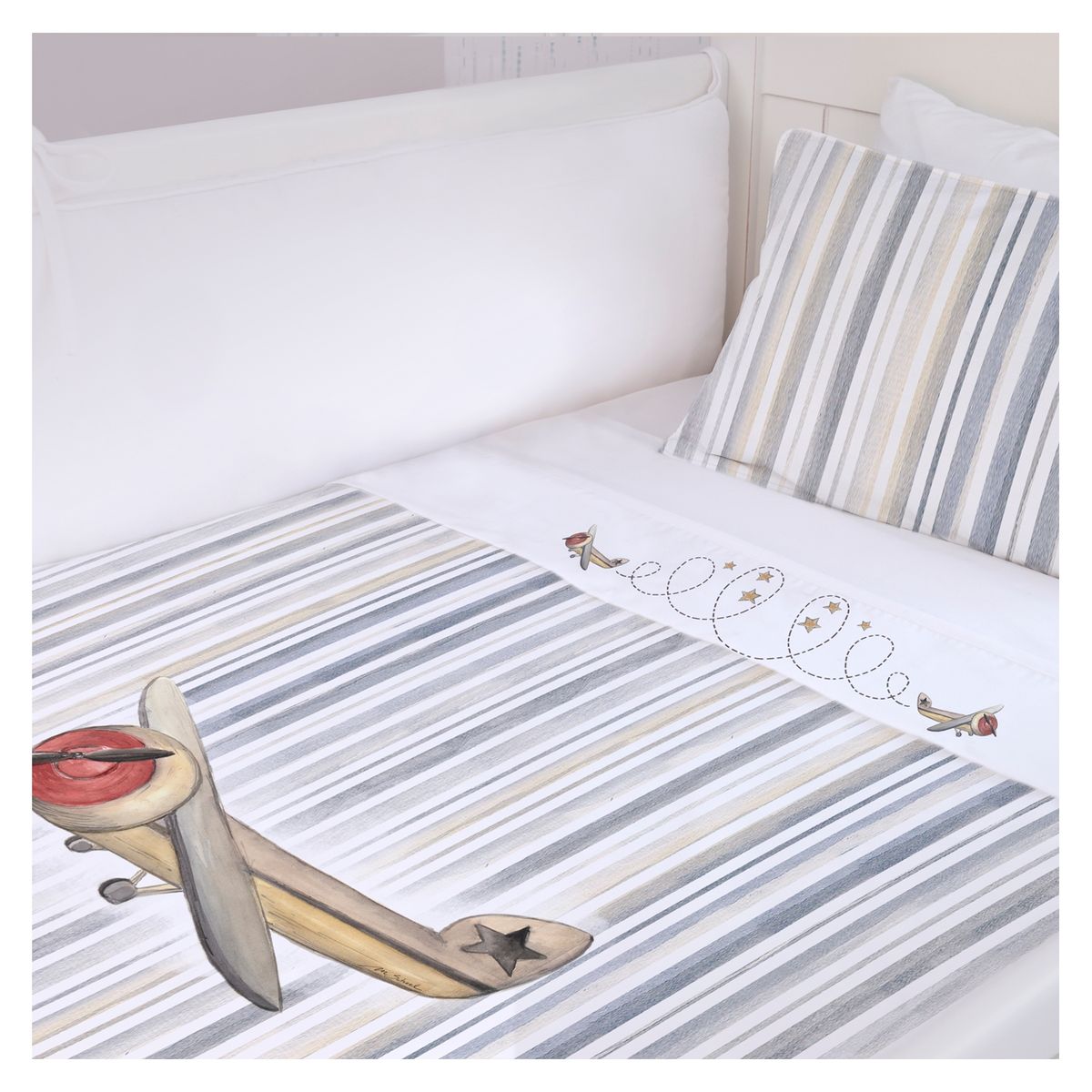 MARGARITA SCHEEL BY CASA ALVARINHO - Juego de Sábanas Moisés Avión