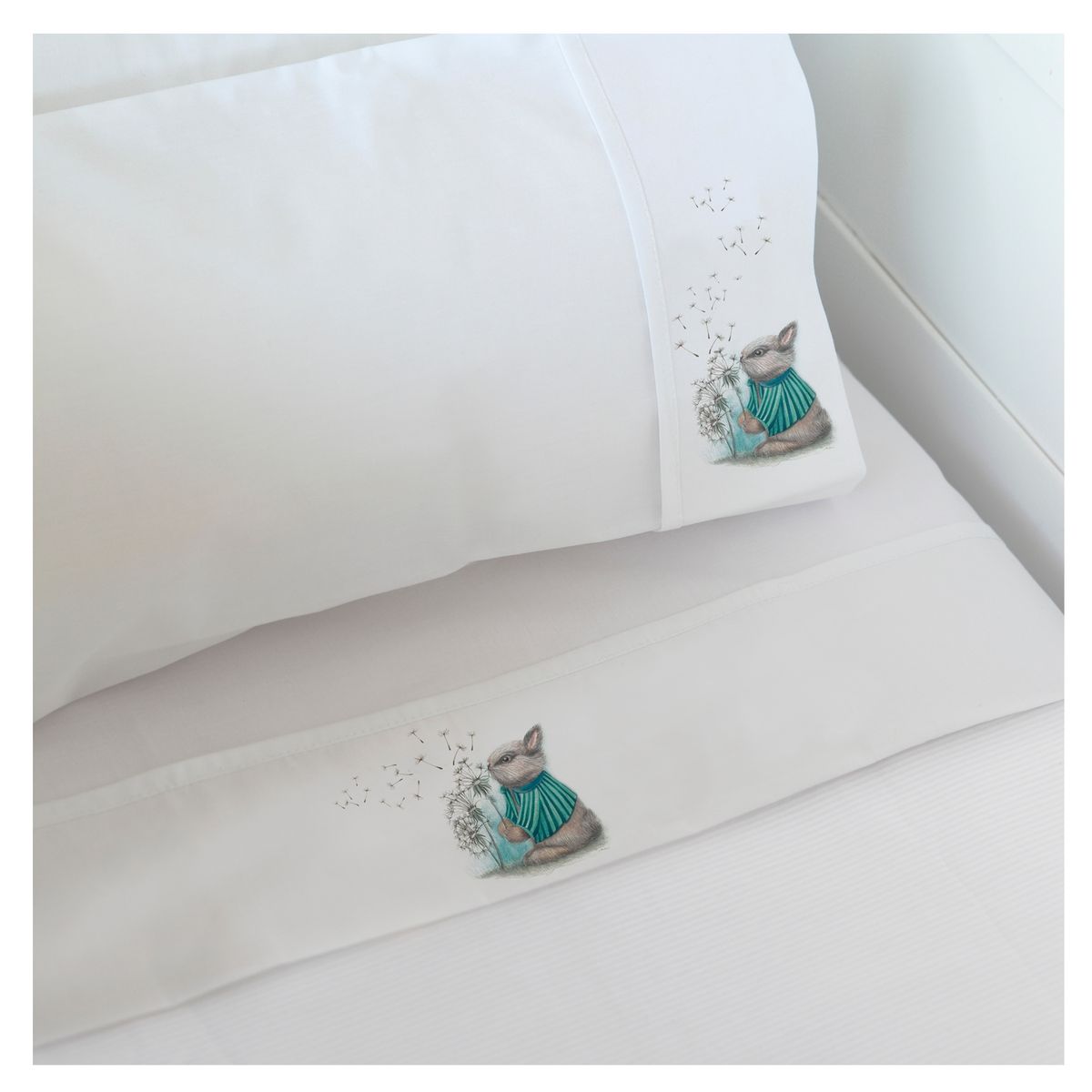 MARGARITA SCHEEL BY CASA ALVARINHO - Juego de Sábanas Moisés Conejo Pide Un Deseo