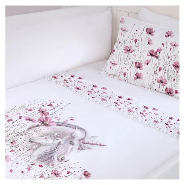 MARGARITA SCHEEL BY CASA ALVARINHO - Juego de Sábanas Moisés Florcitas Unicornio
