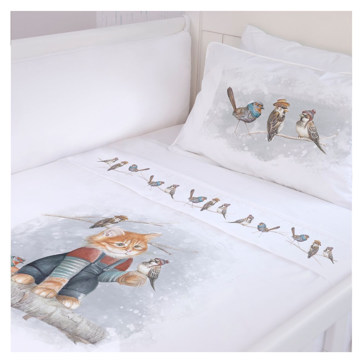 MARGARITA SCHEEL BY CASA ALVARINHO - Juego de Sábanas Moisés Pajaritos Amigos