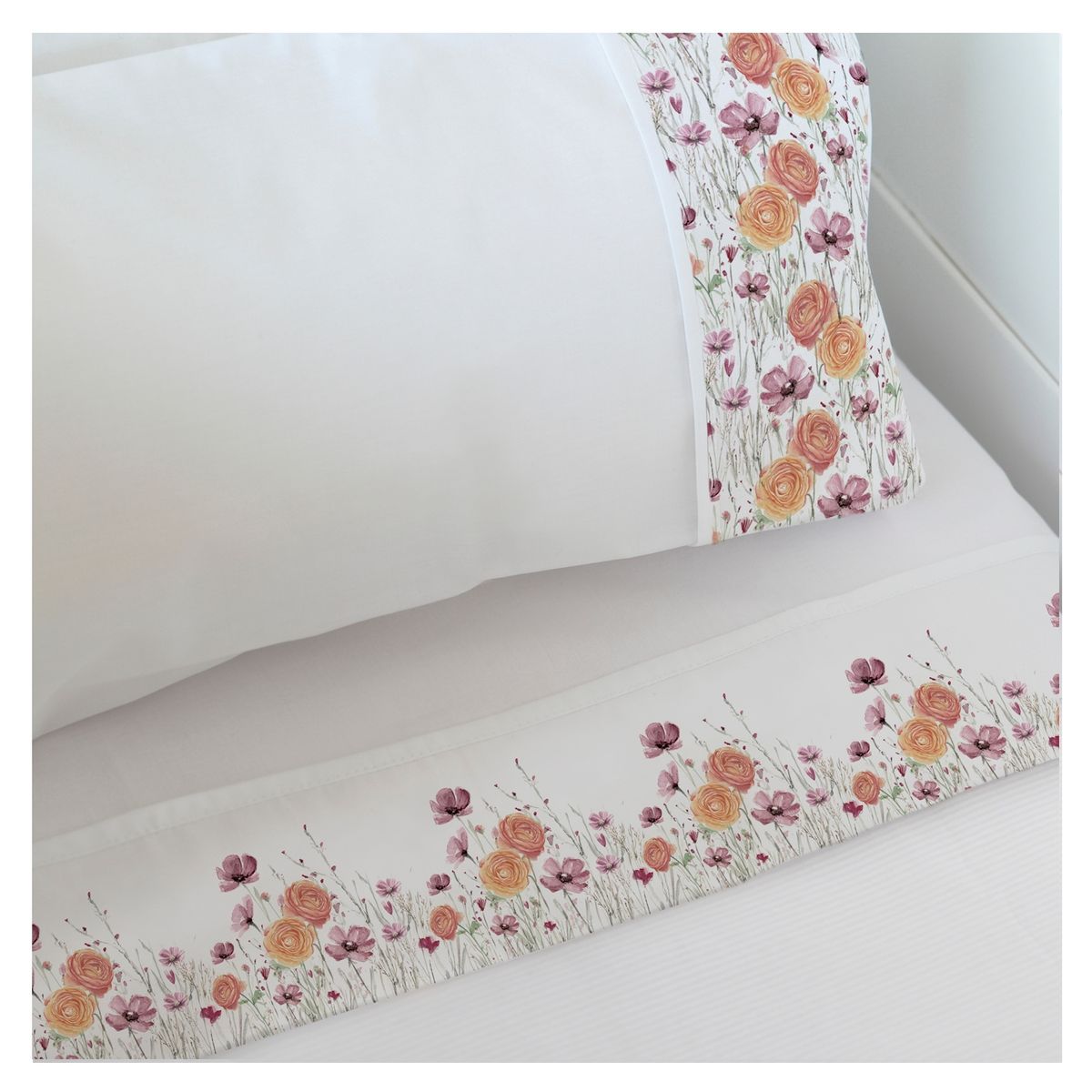 MARGARITA SCHEEL BY CASA ALVARINHO - Juego de Sábanas Cuna Ranúnculos