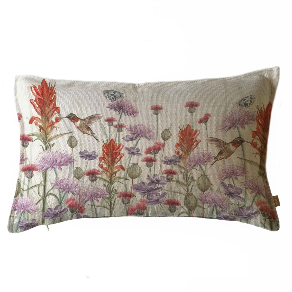 MARGARITA SCHEEL BY CASA ALVARINHO - FUNDA COJÍN MARISA JARDÍN SILVESTRE LILA Y ROJO 50X30