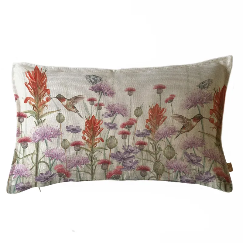 MARGARITA SCHEEL BY CASA ALVARINHO - FUNDA COJÍN MARISA JARDÍN SILVESTRE LILA Y ROJO 50X30…