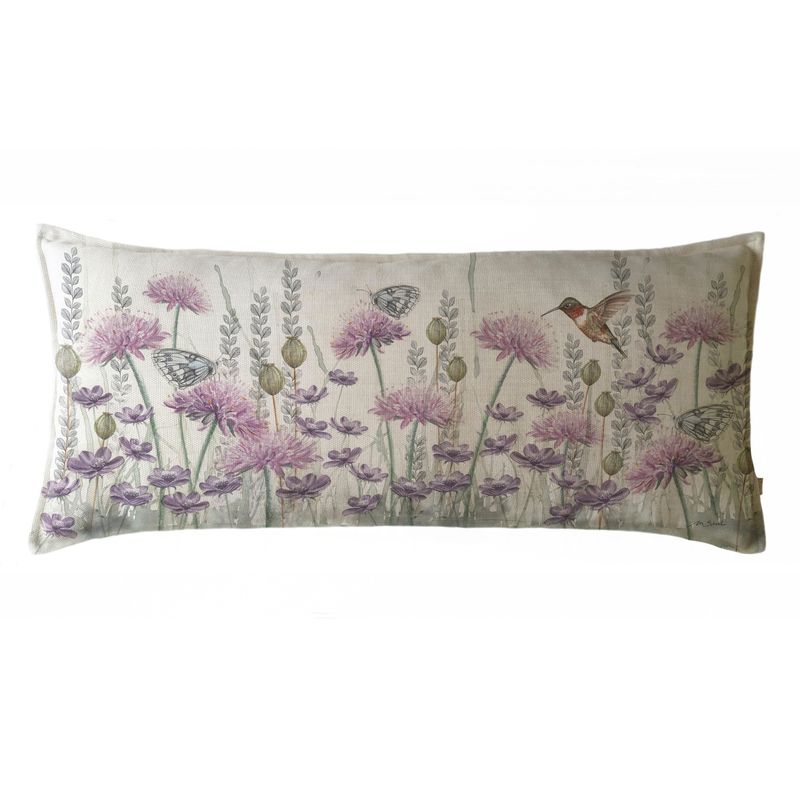MARGARITA SCHEEL BY CASA ALVARINHO - FUNDA COJÍN MARISA JARDÍN SILVESTRE LILA Y HOJITAS XL