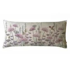 MARGARITA SCHEEL BY CASA ALVARINHO - FUNDA COJÍN MARISA JARDÍN SILVESTRE LILA Y HOJITAS XL