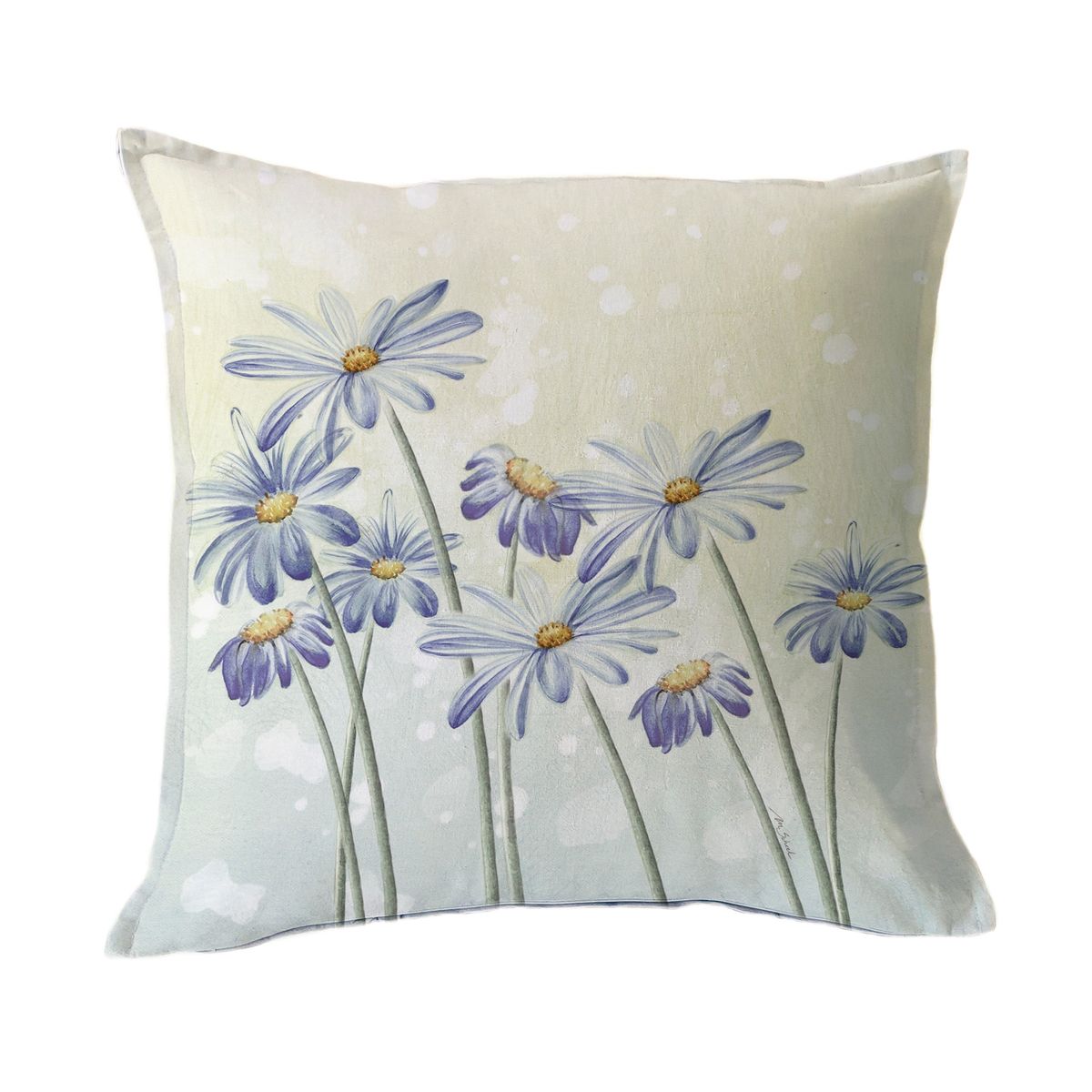 MARGARITA SCHEEL BY CASA ALVARINHO - FUNDA COJÍN ALGODÓN LAVANDA Y FLOR AZUL 45X45