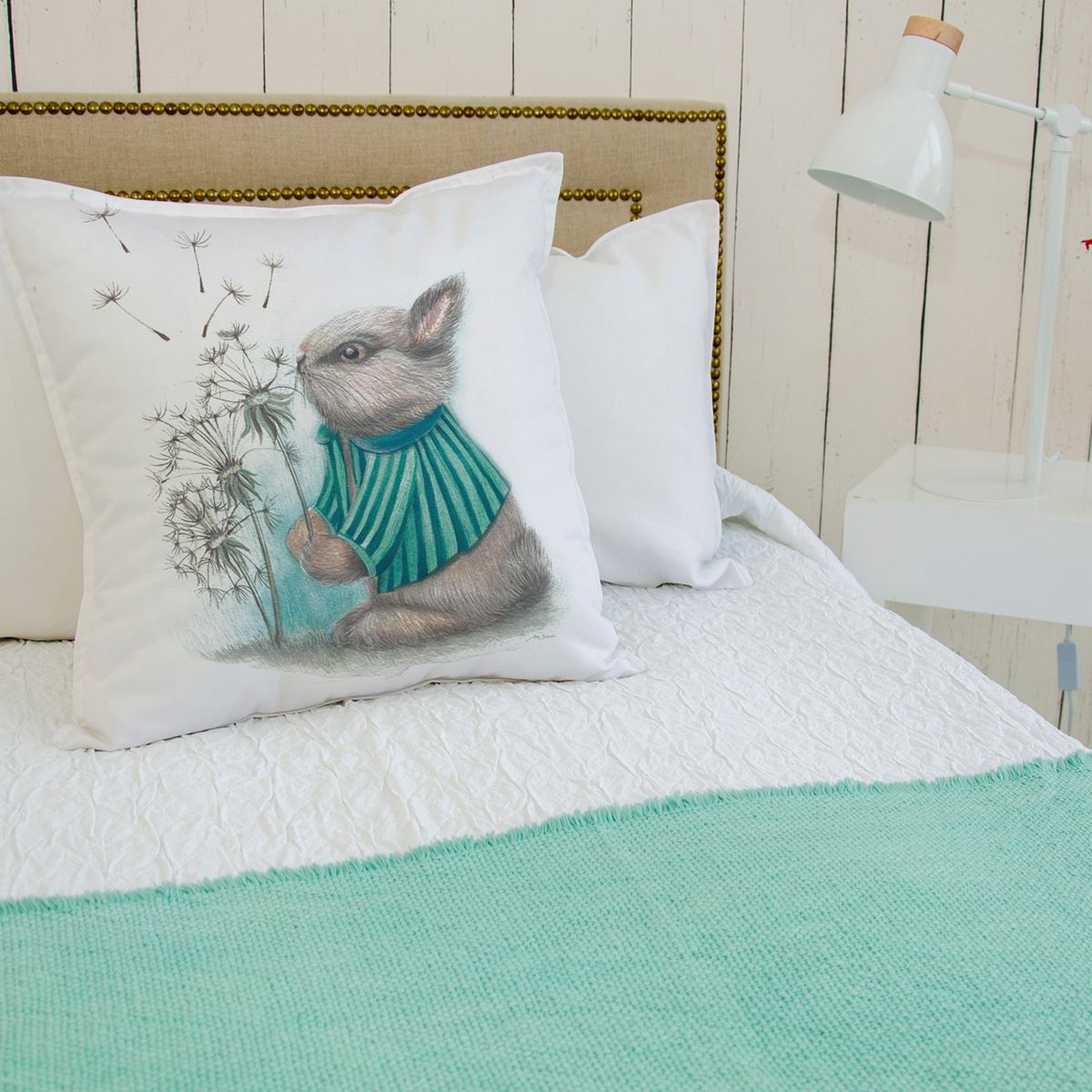 MARGARITA SCHEEL BY CASA ALVARINHO - FUNDA COJÍN ALGODÓN CONEJO PIDE UN DESEO 45X45…